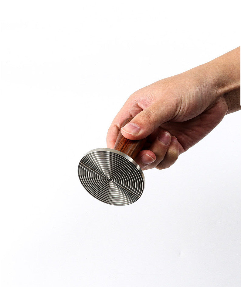 Red Handle W Ripple Cutter 53MM Coffee Tamper Ripple Base with Red Rosewood Wooden Handle – White ...