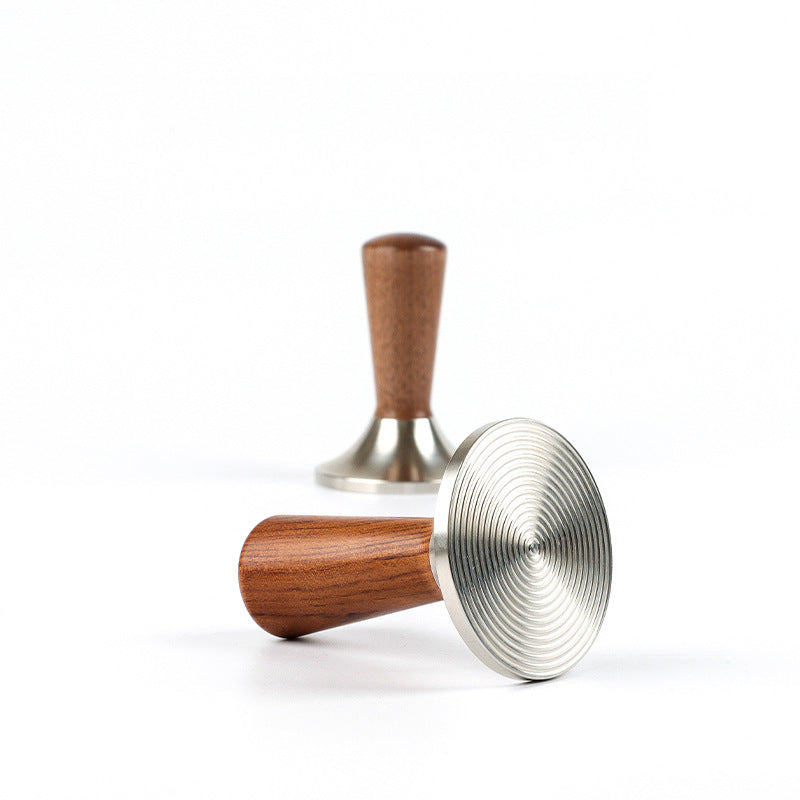 Red Handle W Ripple Cutter 53MM Coffee Tamper Ripple Base with Red Rosewood Wooden Handle – White ...