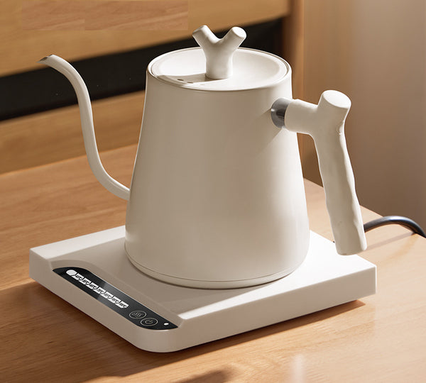 Electric Gooseneck Kettle for Coffee 1000W Temperature Control White 1L