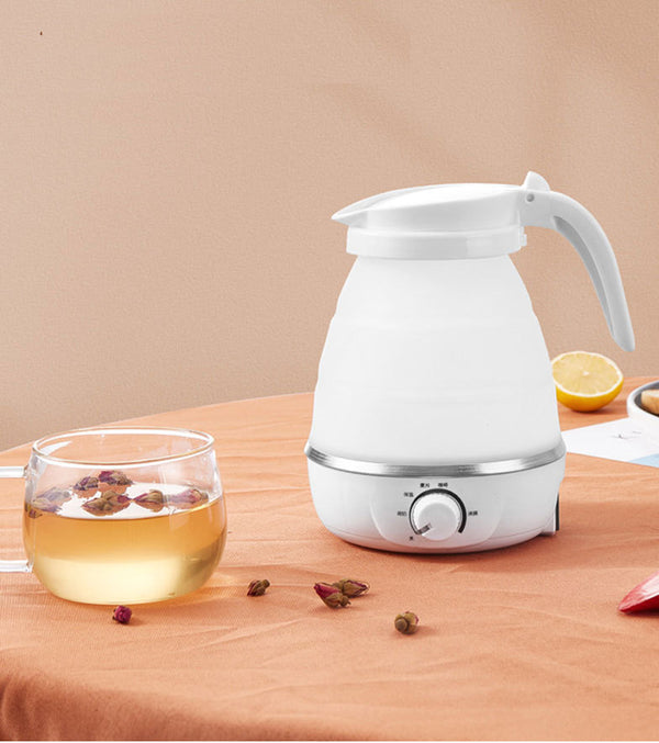 600ml Travel Electric Kettle Foldable Silicone Hot Water Kettle White