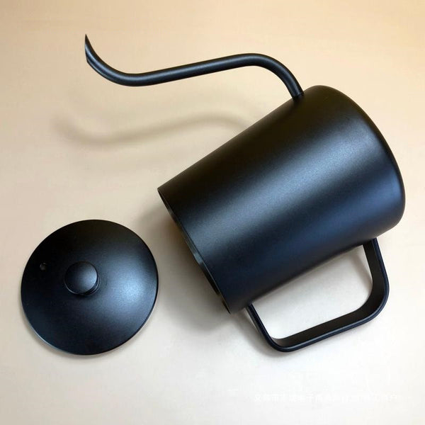 600ml Black Stainless Steel Gooseneck Kettle with Lid