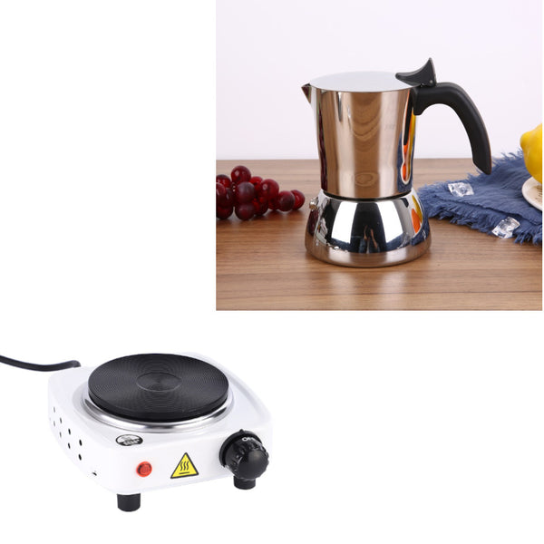 Stovetop Moka Pot 300ML with 500W Hot Plate White Bundle