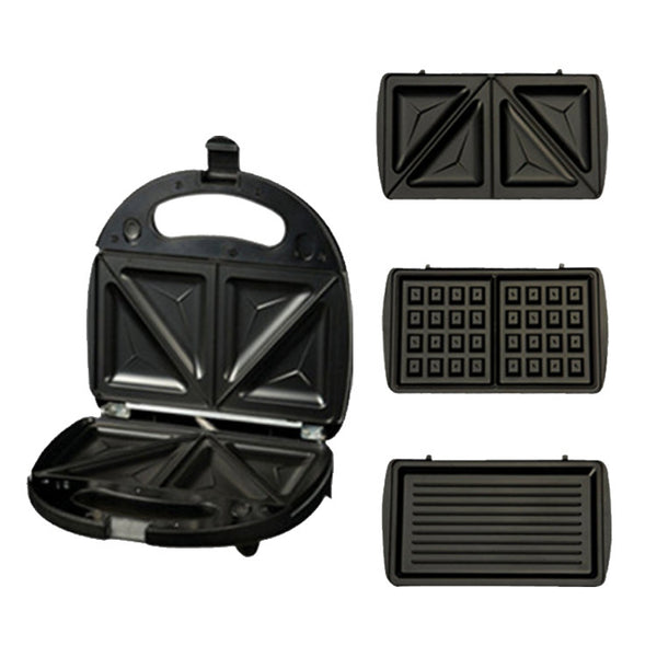 Multi-Function Sandwich Press 3-in-1 Waffle 750W Breakfast Station