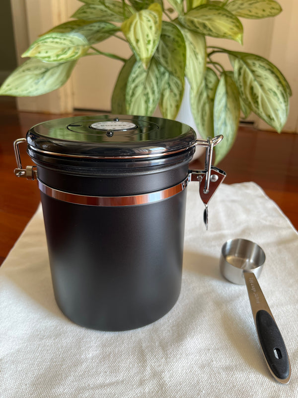 1.5L Coffee Container and Spoon Airtight Coffee Bean Canister Black